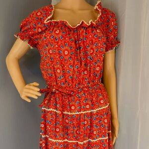True Vintage 60s/70s Red Floral Handmade Dress – Collector’s Gem!